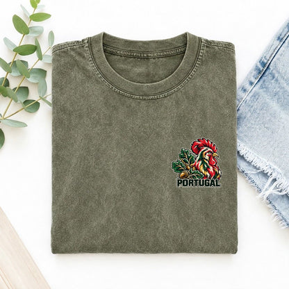 Portugal Country Pride Left Chest Vintage T-shirt – Army Green