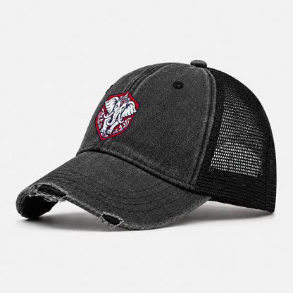 Thailand Minimal Emblem Country Logos Washed Trucker Hat – Black