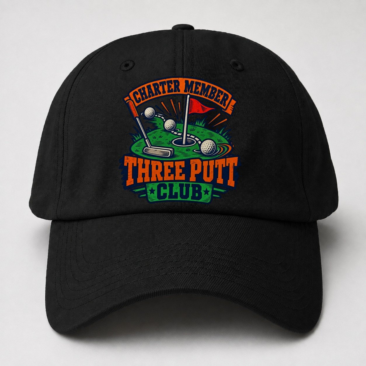Three Putt Club Golf Life Baseball Cap – Black