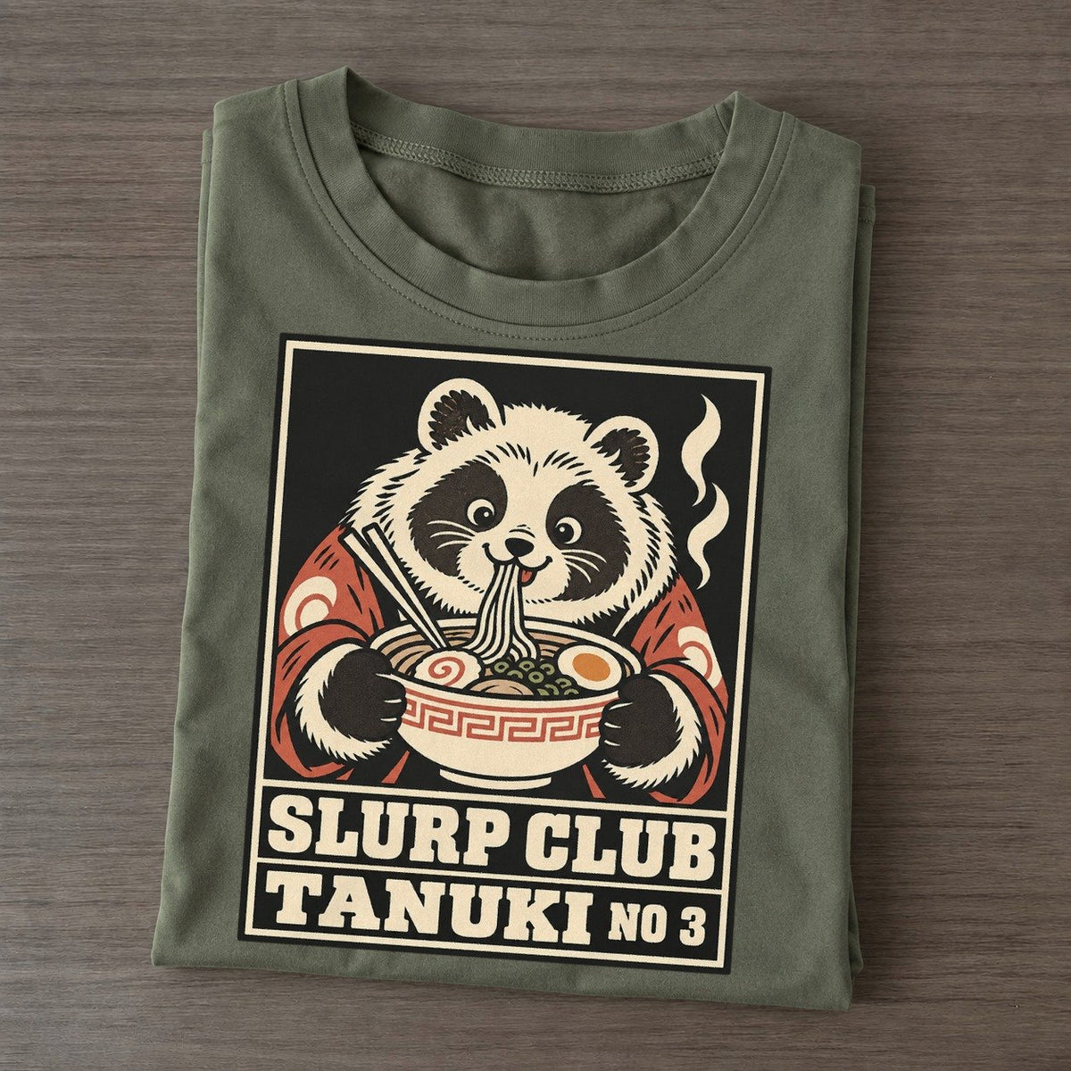 Tanuki Tonkotsu Slurp Club Classic T-shirt – Army Green