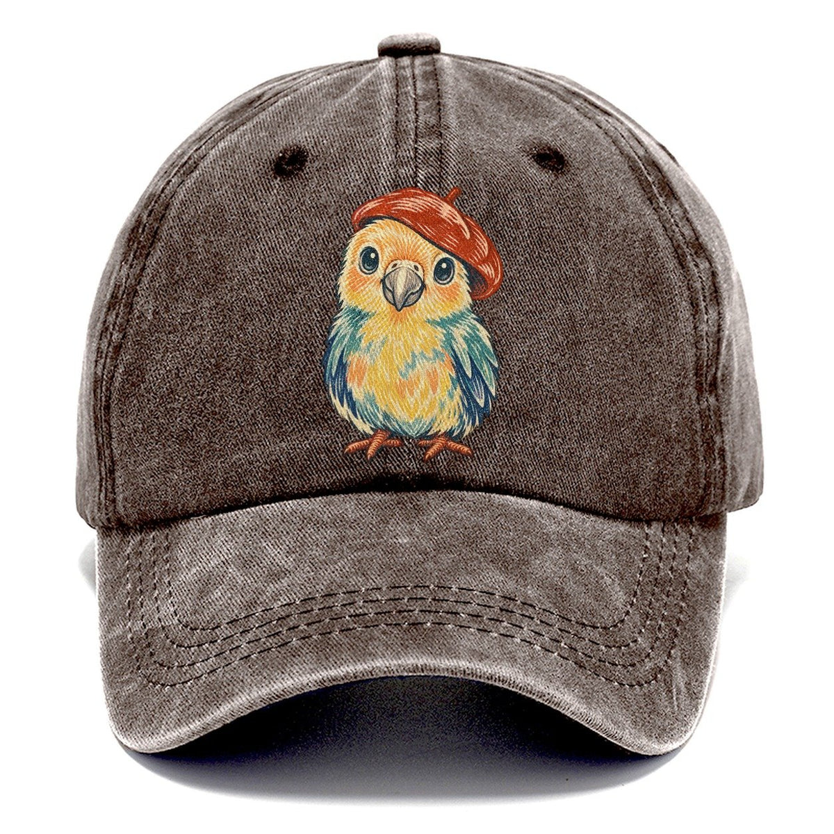 Chick in Red Beret Classic Cap – Brown