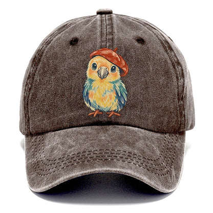 Chick in Red Beret Classic Cap – Brown
