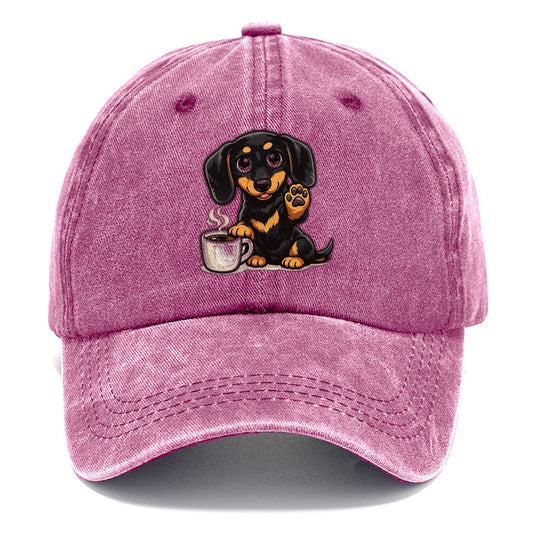 Dachshund Guarding Morning Coffee Classic Cap – Dusty Rose