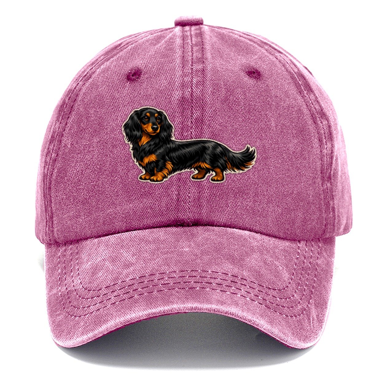 Black Tan Longhair Dachshund Classic Cap – Dusty Rose