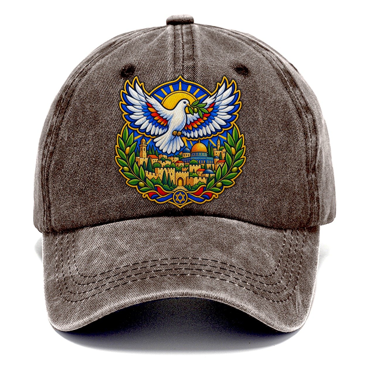 Dove Over The City Jerusalem Classic Cap – Brown
