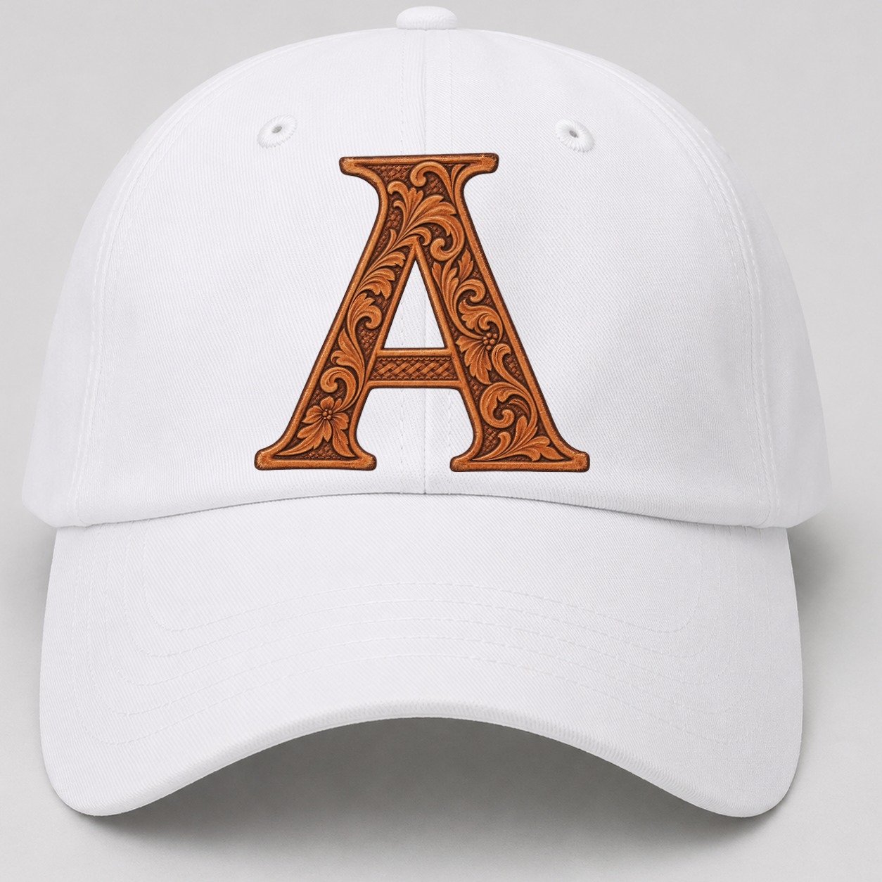 Tooled Leather A Monogram Baseball Cap – White
