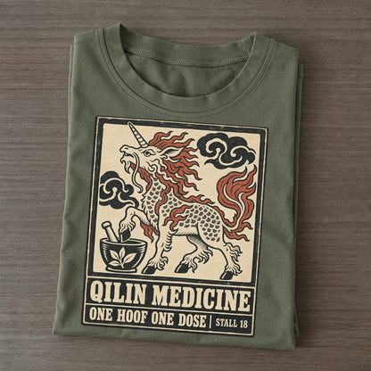 Kirin Medicine Yokai Night Market Classic T-shirt – Army Green