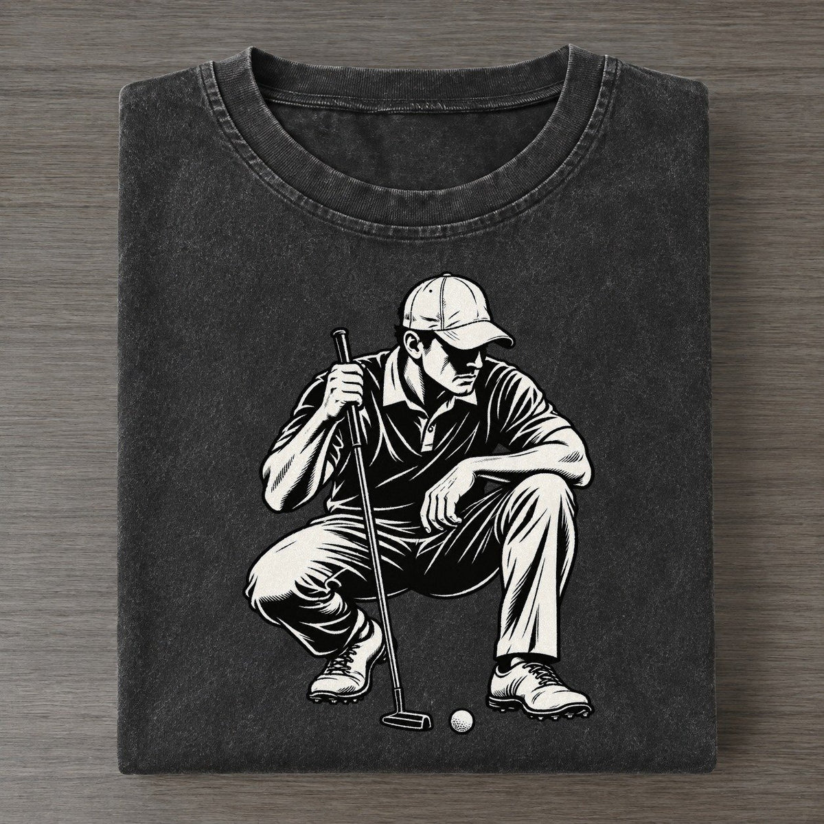 Golf Reading The Putt Global Sports Ink Figures Vintage T-shirt – Black