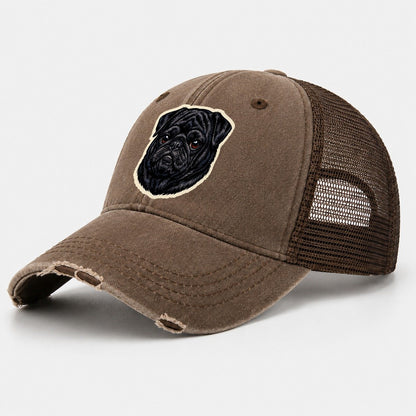 Black Pug Washed Trucker Hat – Coffee