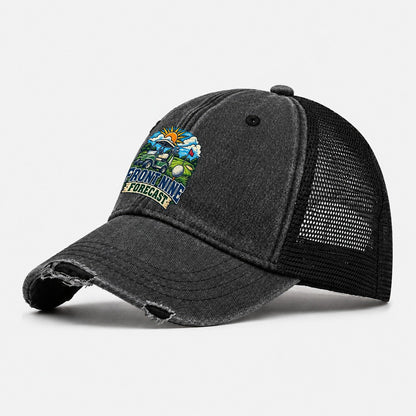 Front Nine Forecast Golf Life Washed Trucker Hat – Black