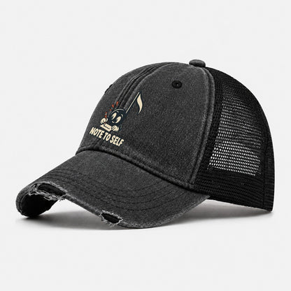 Note To Self Familiar Punchlines Washed Trucker Hat – Black