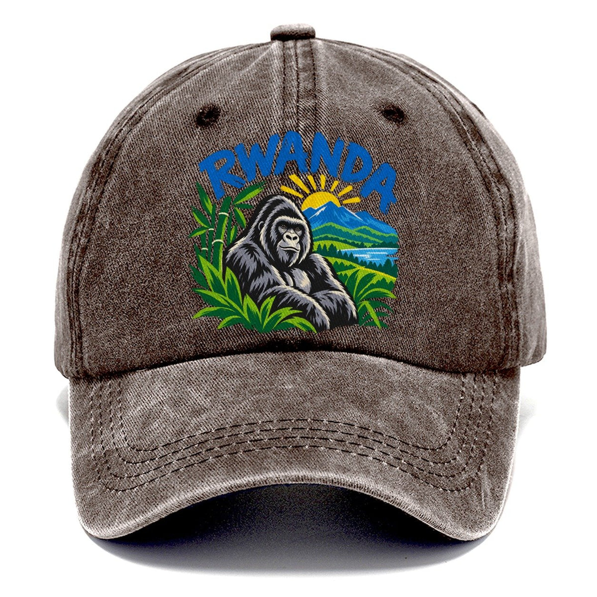 Rwanda Retro Badge Logo Classic Cap – Brown