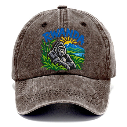 Rwanda Retro Badge Logo Classic Cap – Brown