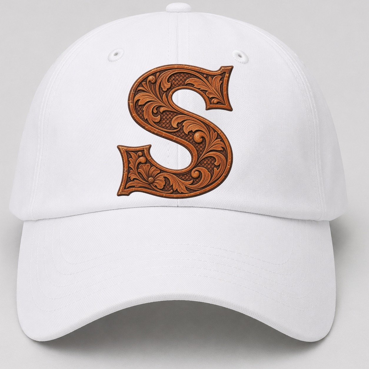 Tooled Leather S Monogram Baseball Cap – White