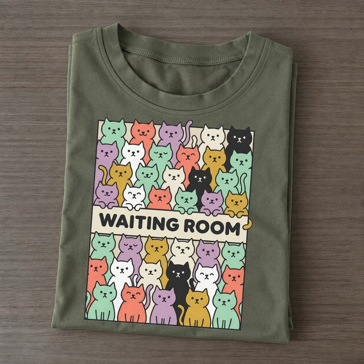 Waiting Room Overcatted Classic T-shirt – Army Green
