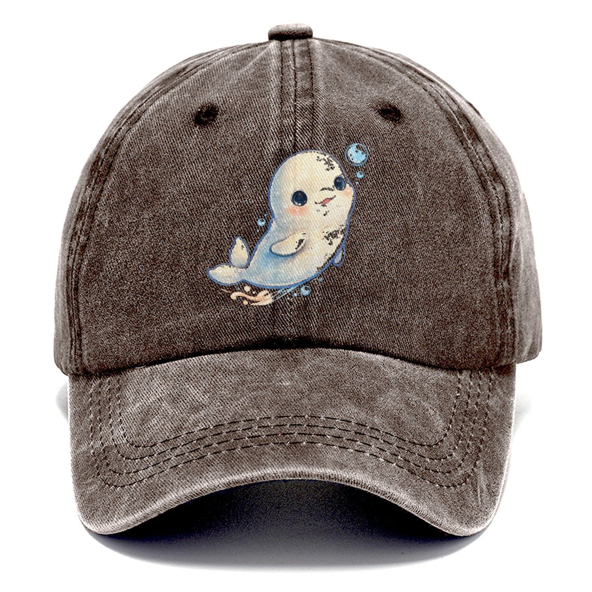 Beluga Whale Bubble Rise Sea Sprite Classic Cap – Brown