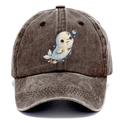 Beluga Whale Bubble Rise Sea Sprite Classic Cap – Brown