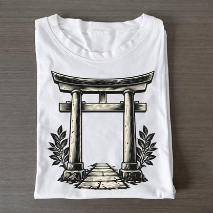 Shinto Torii Path World Faiths Ink Figures Classic T-shirt – White