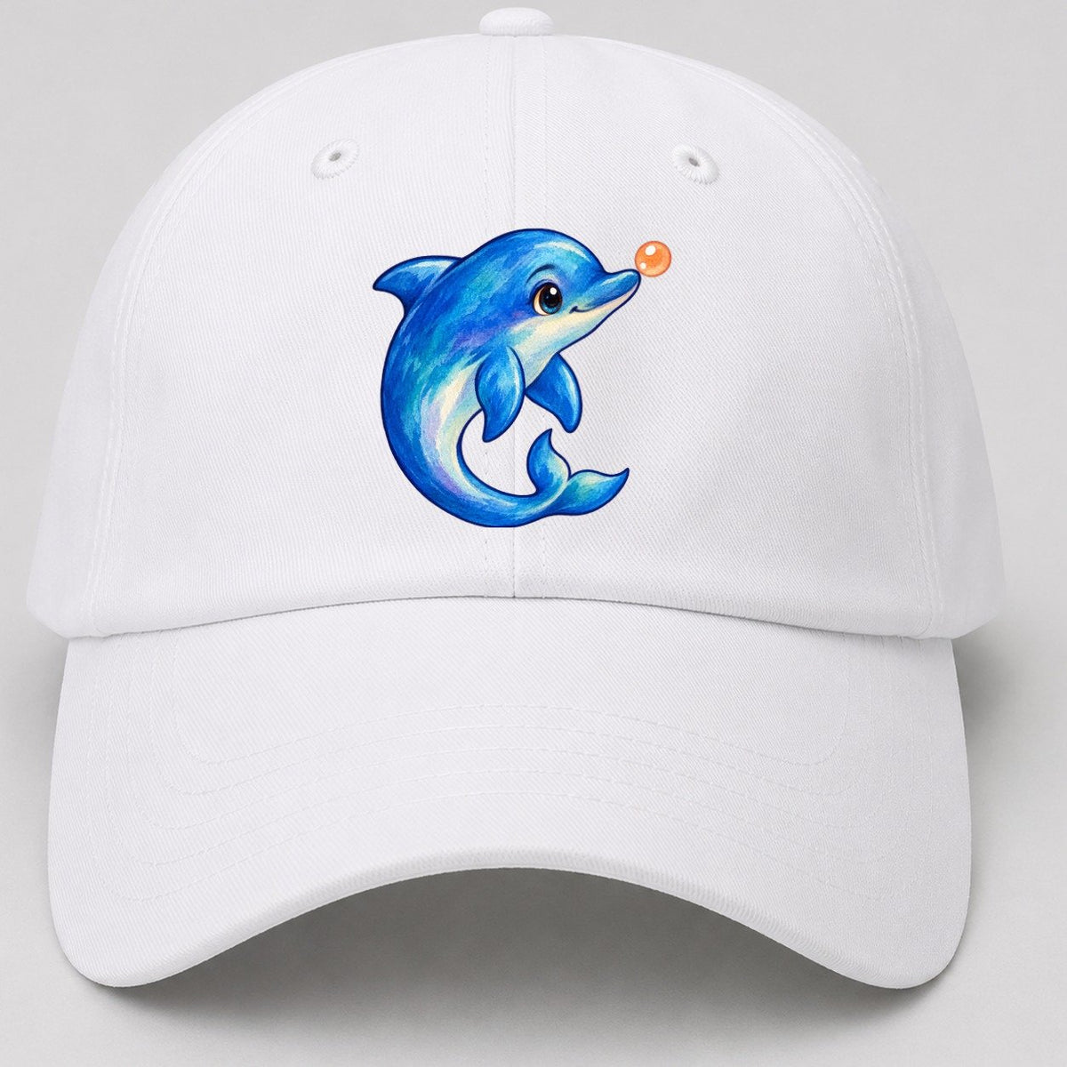 Dolphin Nose Boop Sea Sprite Baseball Cap – White