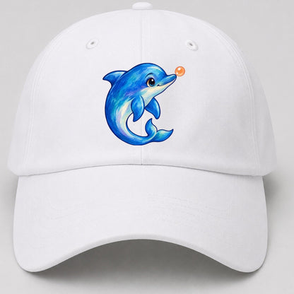 Dolphin Nose Boop Sea Sprite Baseball Cap – White