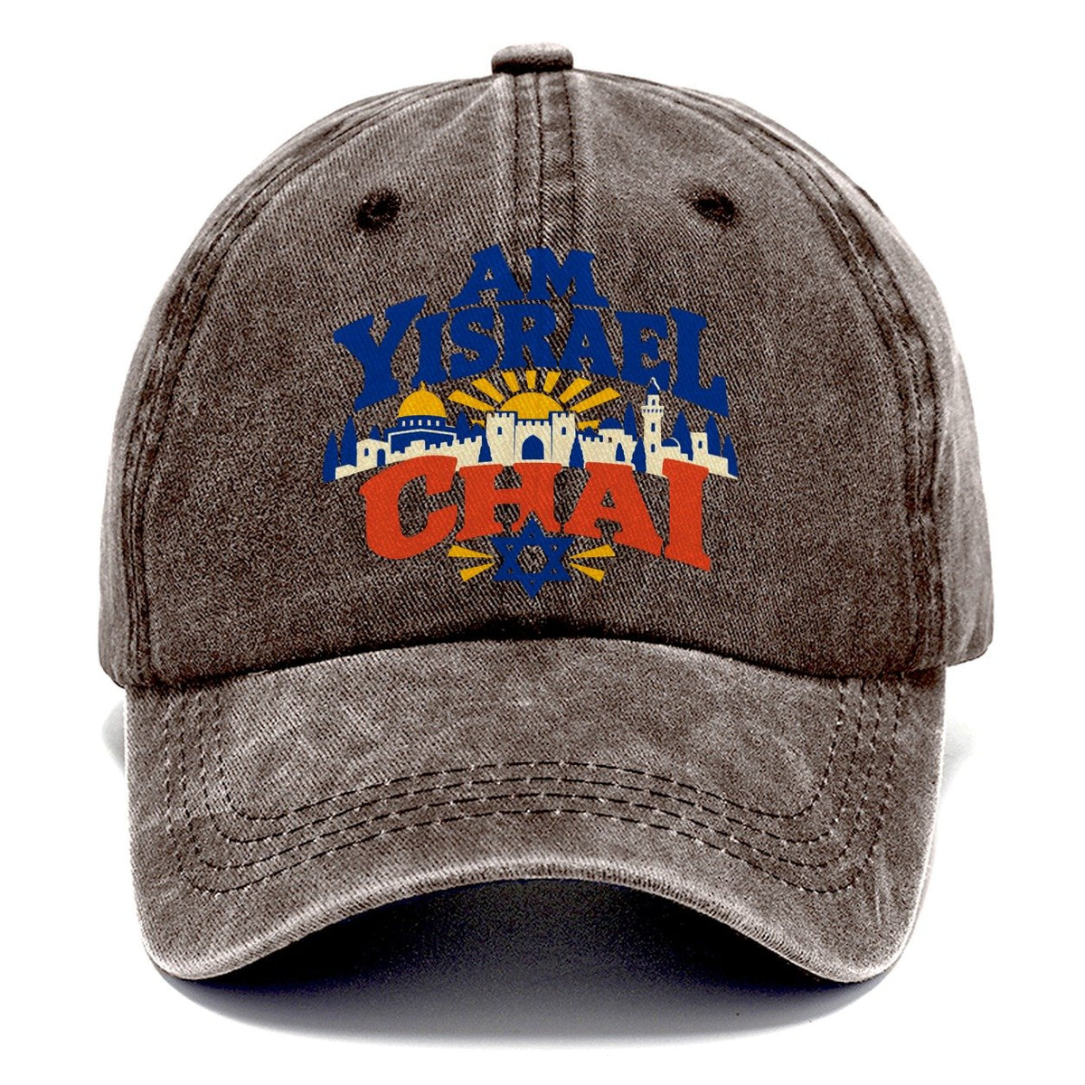 Am Yisrael Chai Lettering Jerusalem Classic Cap – Brown