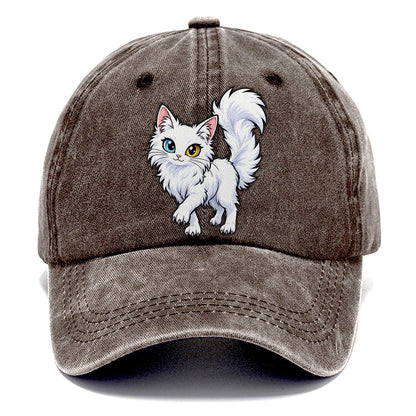 Turkish Angora Tail Up Peeking Cats Classic Cap – Brown