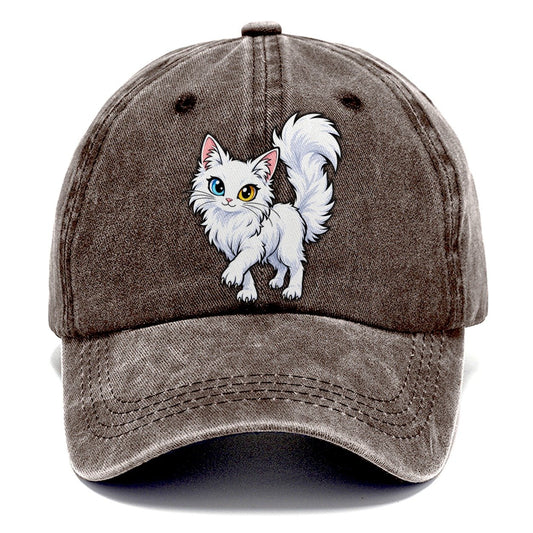Turkish Angora Tail Up Peeking Cats Classic Cap – Brown