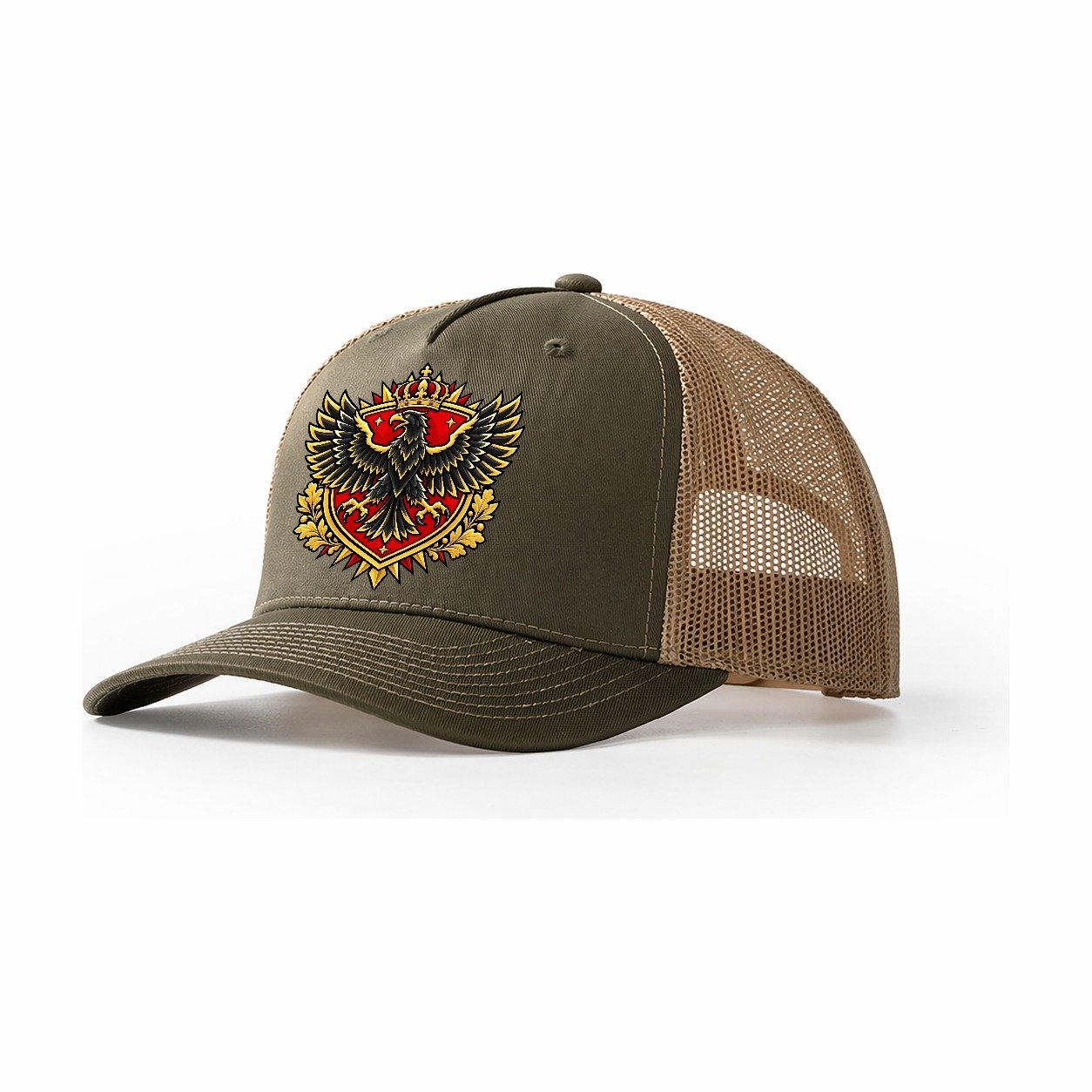 Germany Heraldic Crest Country Logos Trucker Hat – Olive Khaki