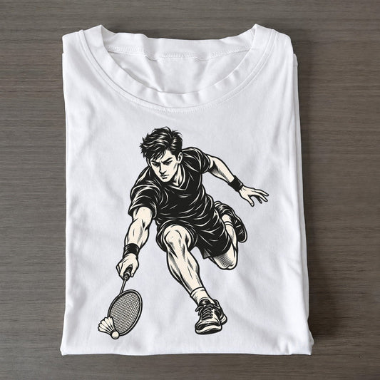 Badminton Defensive Dive Global Sports Ink Figures Classic T-shirt – White