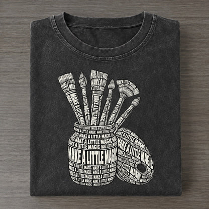 Brushes In Jar Phrase Silhouette Vintage T-shirt – Black