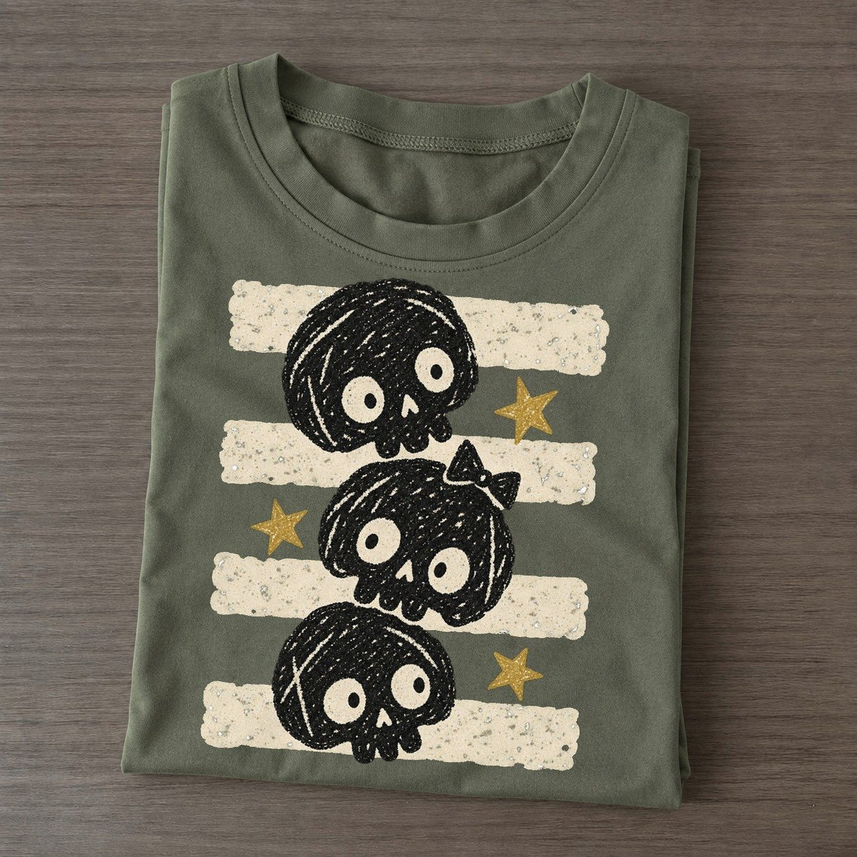 Chalk Skulls Night Stripes Classic T-shirt – Army Green