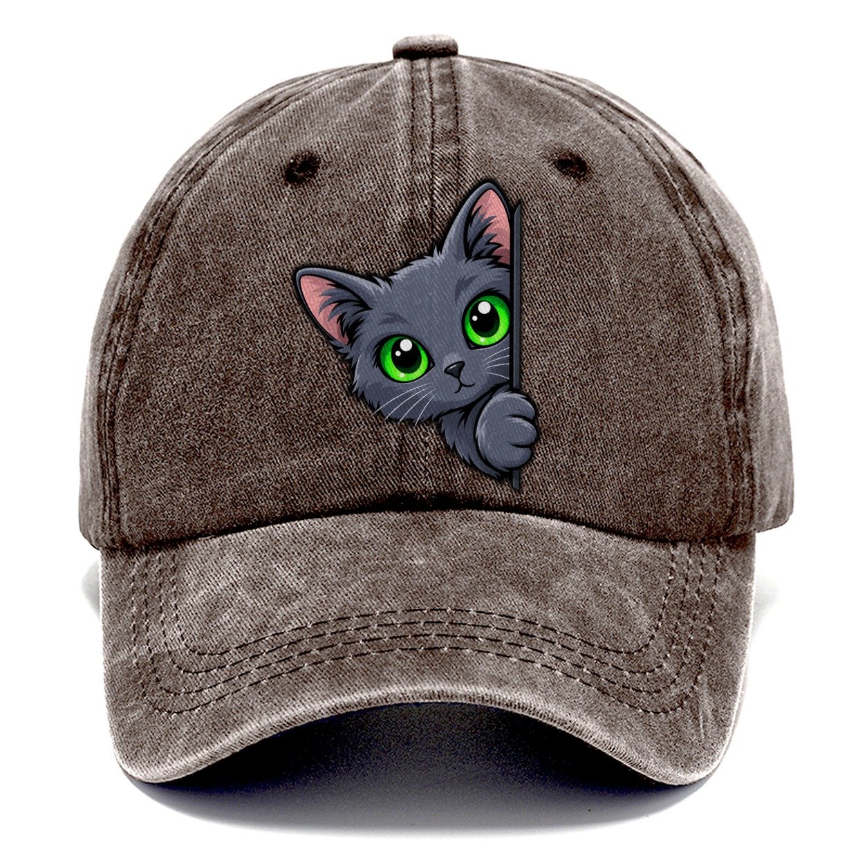 Russian Blue Side Peek Peeking Cats Classic Cap – Brown