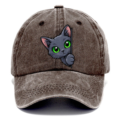 Russian Blue Side Peek Peeking Cats Classic Cap – Brown