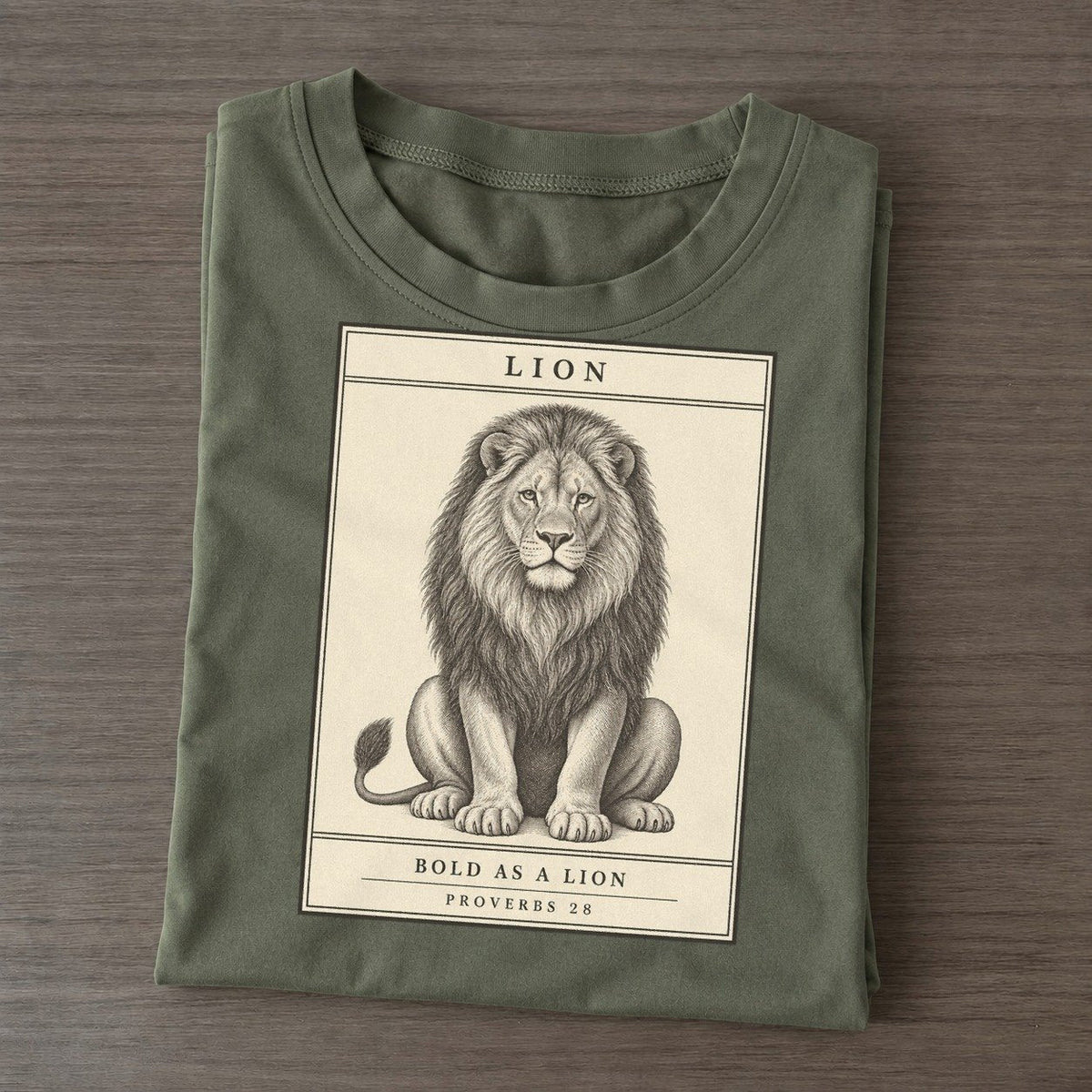 Lion Specimen Plate Creature Canticle Classic T-shirt – Army Green