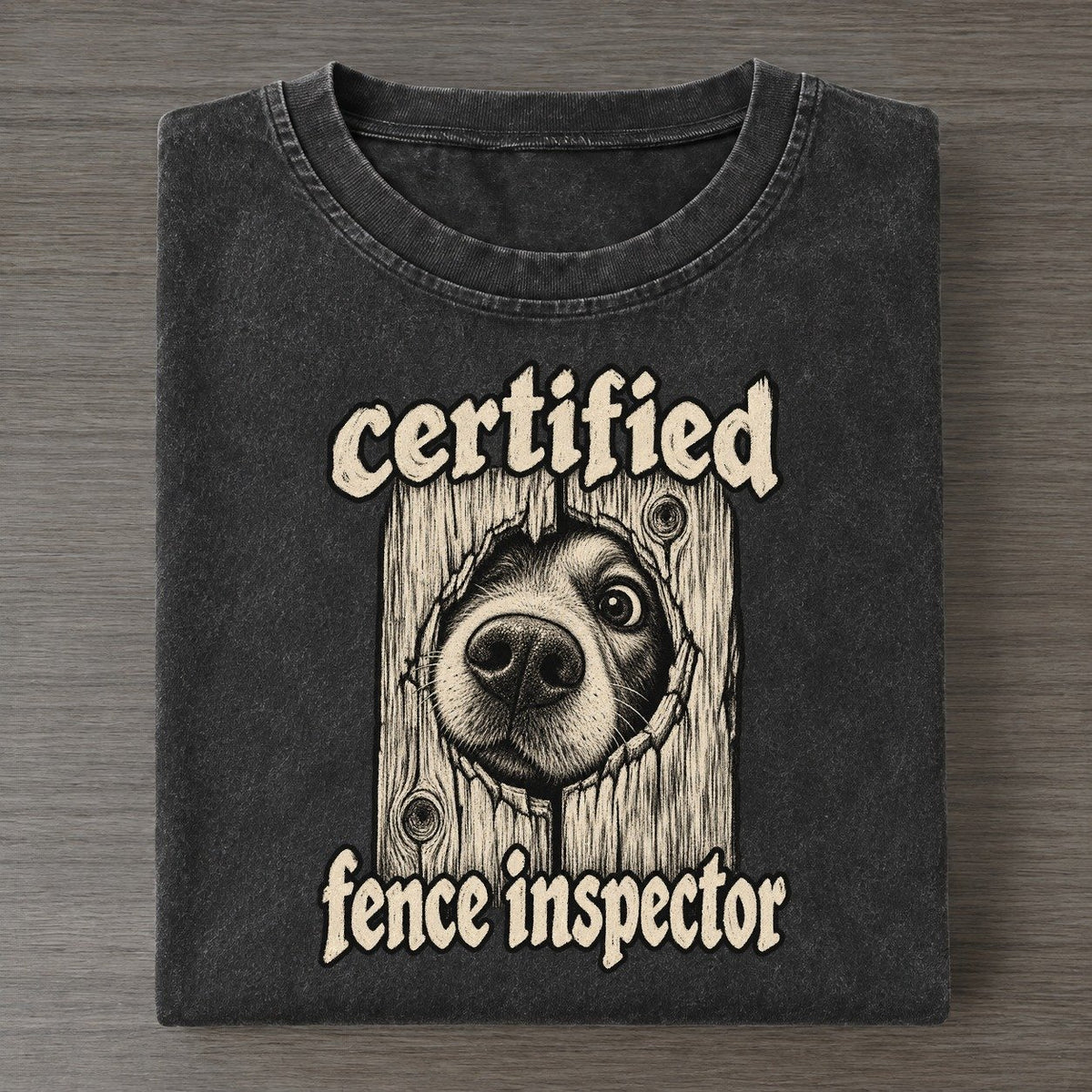 A Dog S Nose And One Eye Pressed Into A Knothole In A Fence Board Bark For Me Vintage T-shirt – Black