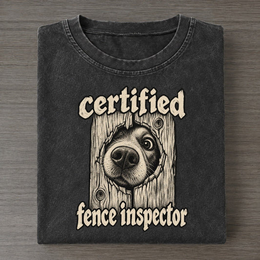 A Dog S Nose And One Eye Pressed Into A Knothole In A Fence Board Bark For Me Vintage T-shirt – Black