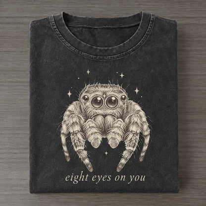 Jumping Spider Midnight Linework Vintage T-shirt – Black