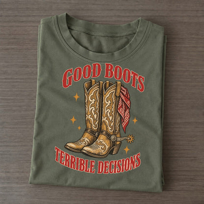 Terrible Decisions Unhinged Affirmations Classic T-shirt – Army Green