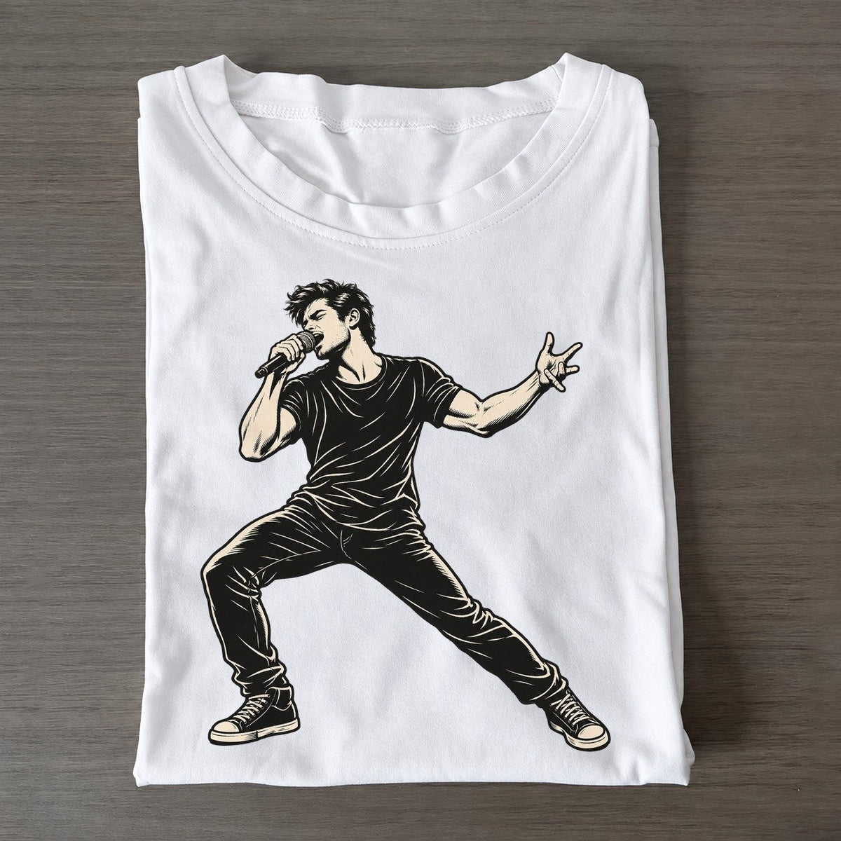 Singer Handheld Mic Verse Global Music Ink Figures Classic T-shirt – White