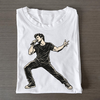 Singer Handheld Mic Verse Global Music Ink Figures Classic T-shirt – White