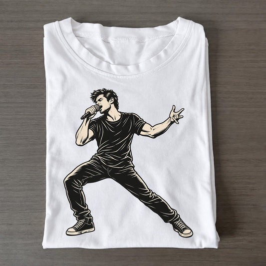 Singer Handheld Mic Verse Global Music Ink Figures Classic T-shirt – White