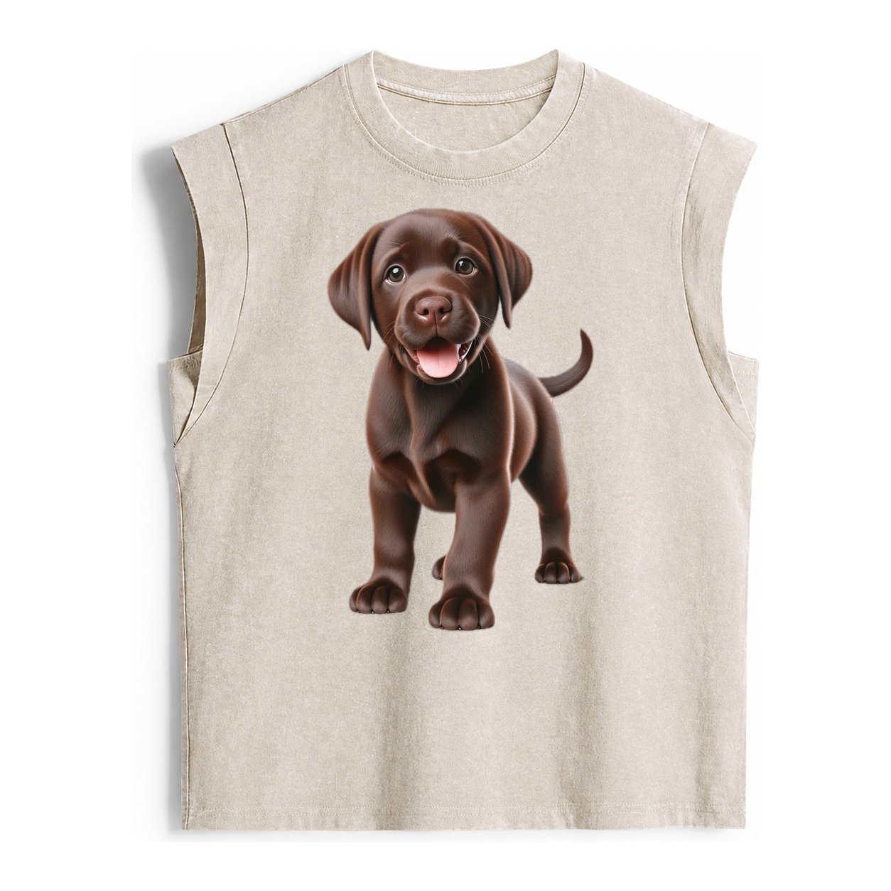Chocolate Labrador Vintage Washed Tank – Beige