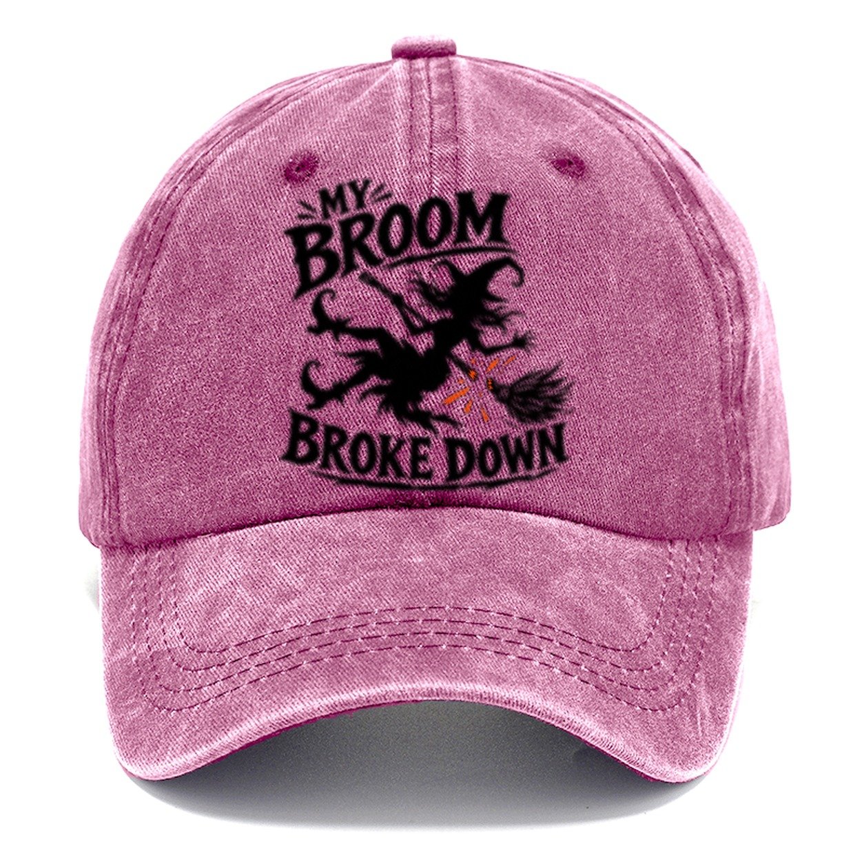 My Broom Broke Down Slogan Witch Magic Classic Cap – Dusty Rose