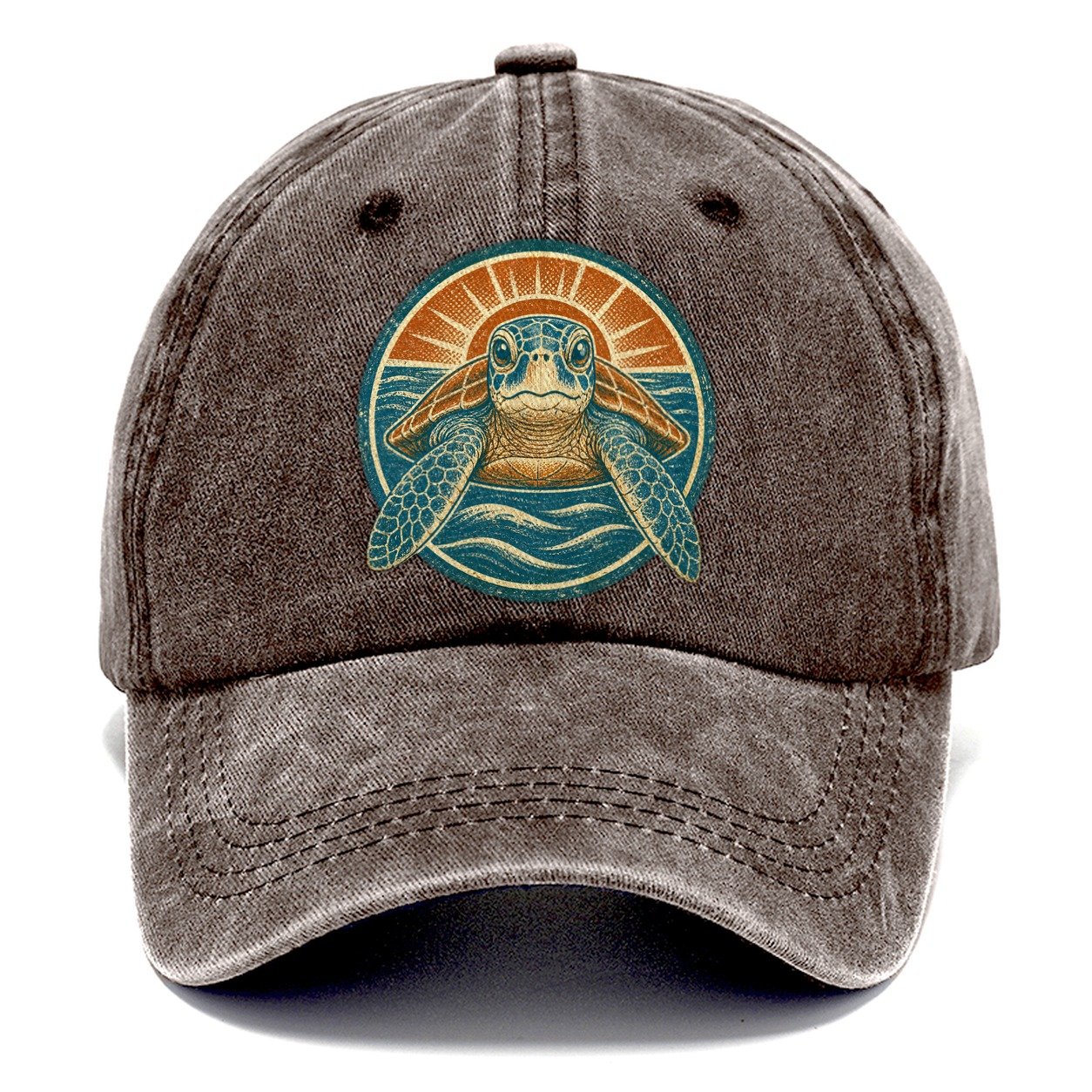 Vintage Sea Turtle Sunrise Classic Cap – Brown