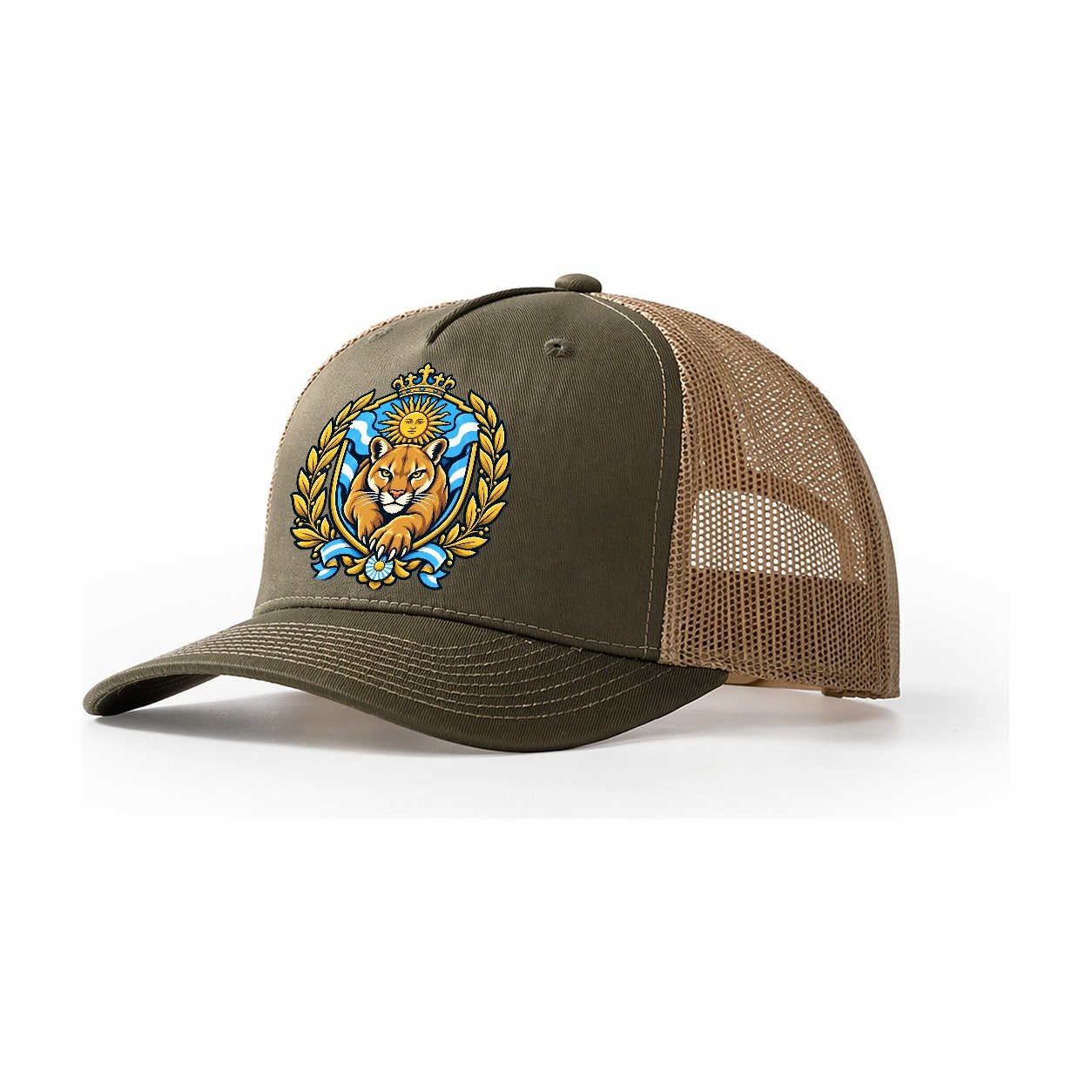 Argentina Heraldic Crest Country Logos Trucker Hat – Olive Khaki
