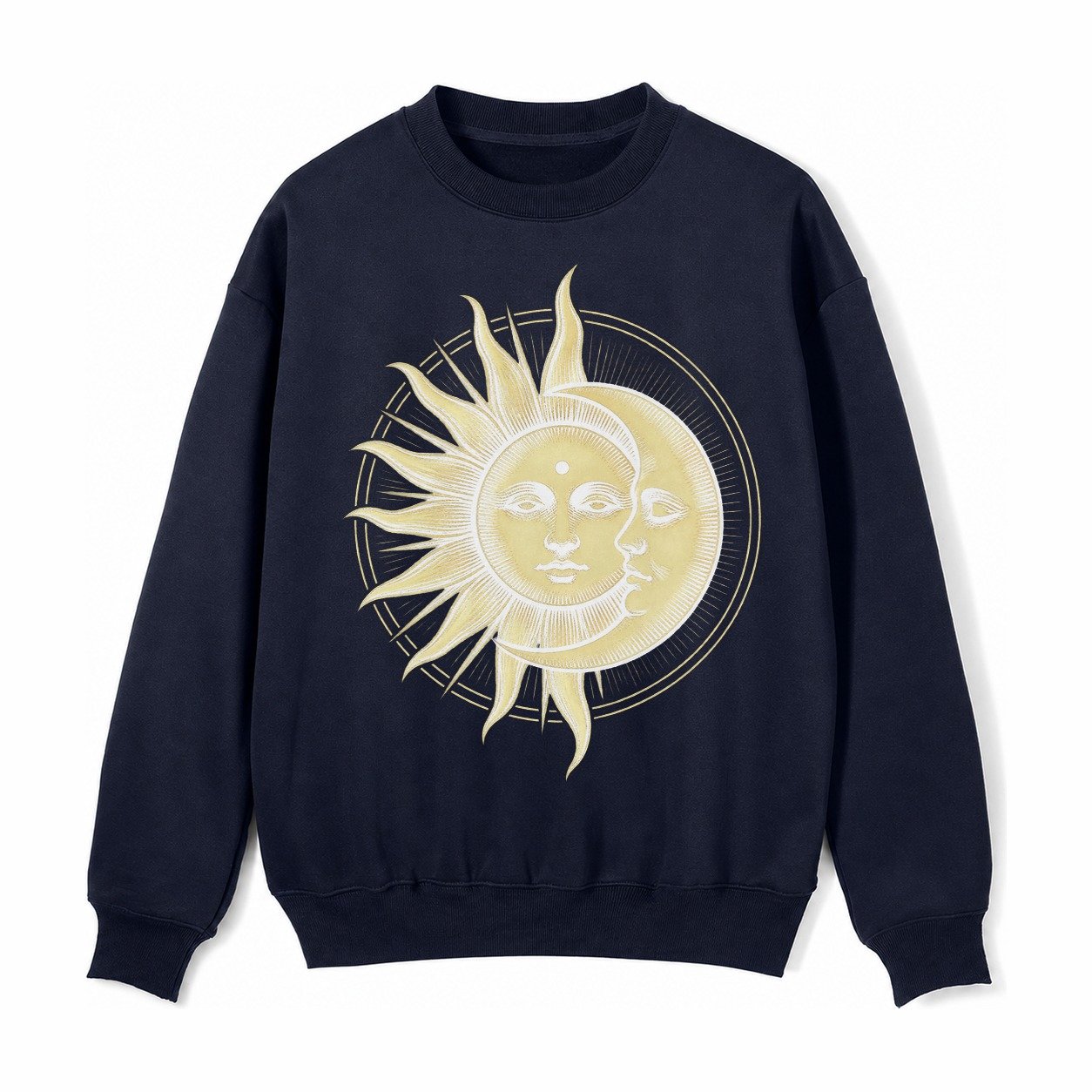 Celestial Harmony Fleece Sweatshirt – Navy Blue