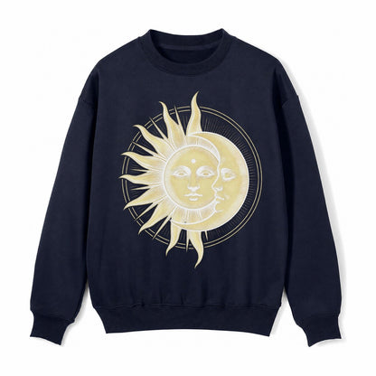 Celestial Harmony Fleece Sweatshirt – Navy Blue