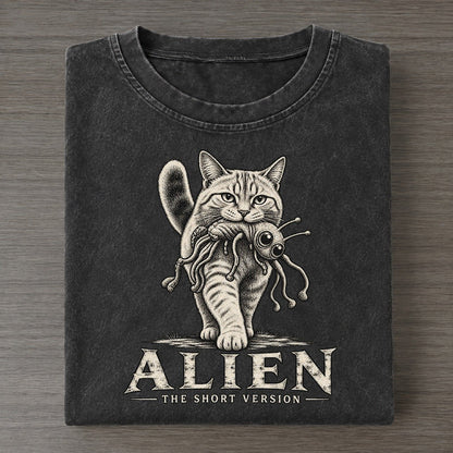 Alien Short Version Cats Vintage T-shirt – Black