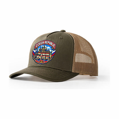 Czech Republic Retro Badge Country Logos Trucker Hat – Olive Khaki