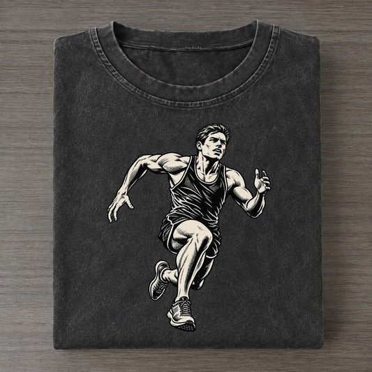 Runner Final Kick Global Sports Ink Figures Vintage T-shirt – Black